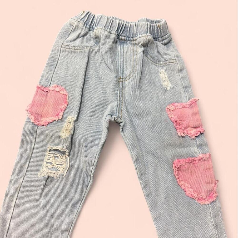 Shein girls jeans with heart patch